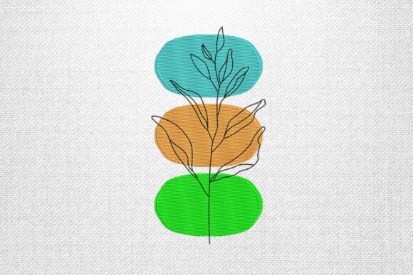 Abstract Leaf Embroidery Art Design