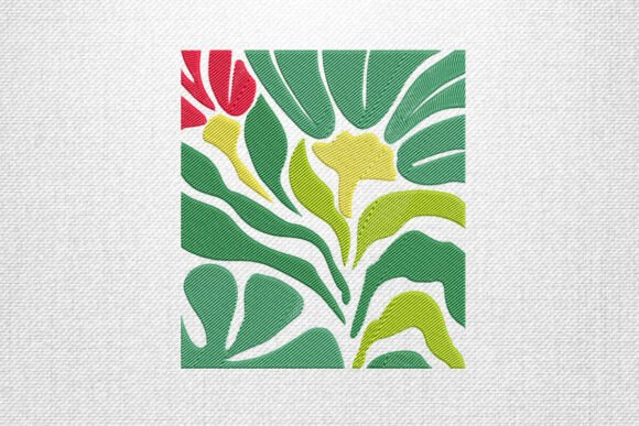 Abstract Tropical Floral Embroidery Art