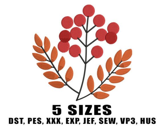 Autumn Berry Branch Embroidery Design