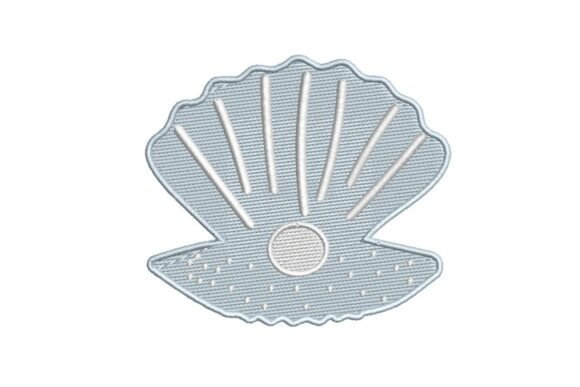 Blue Clam Shell Embroidery Design