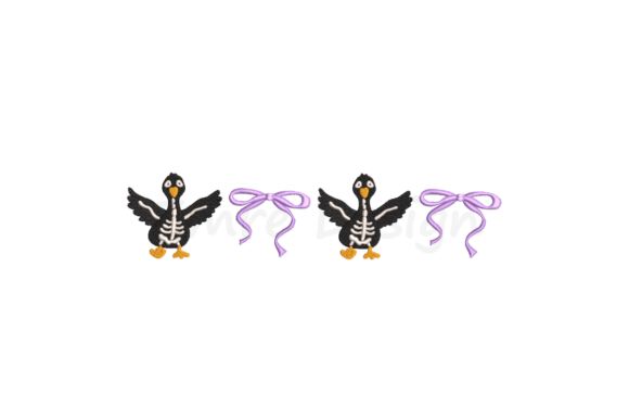 Coquette Skeleton Gooses Embroidery