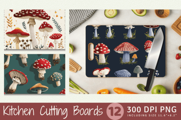 Crochet Mushroom Embroidery Cutting Boar