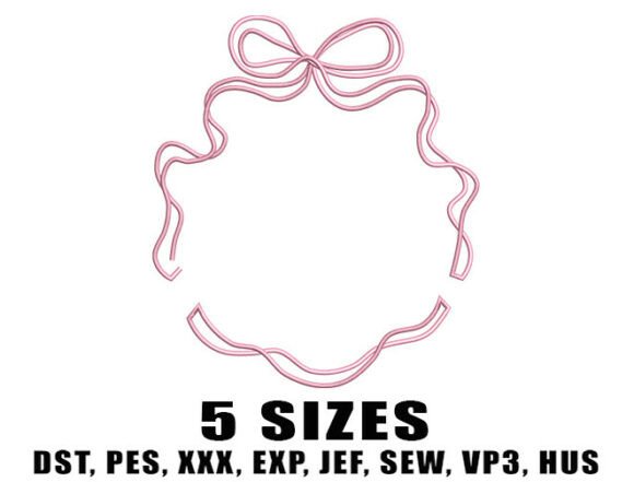 Curvy Ribbon Frame Embroidery Design