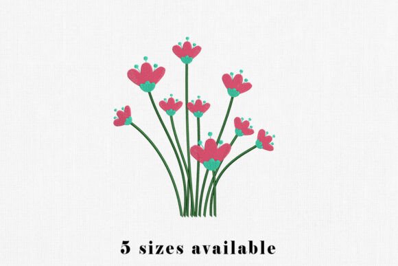 Cute Pink Flower Embroidery Design