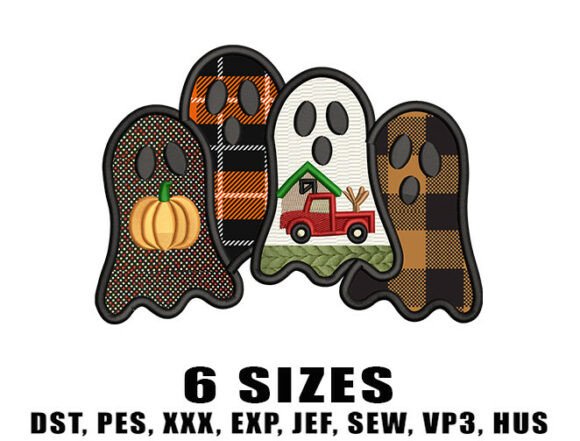 Fall Ghost Friends Embroidery Design