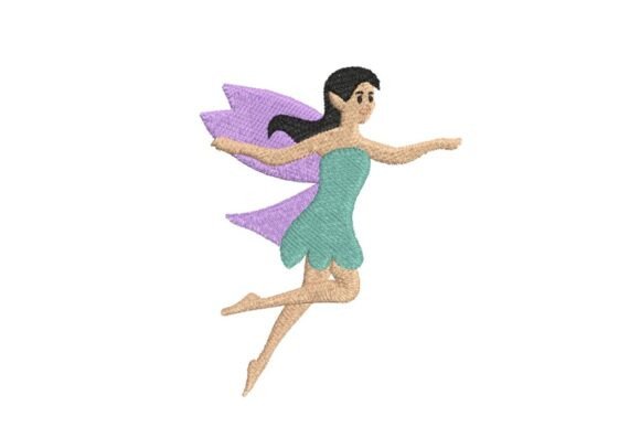 Flying Brunette Fairy Embroidery Design