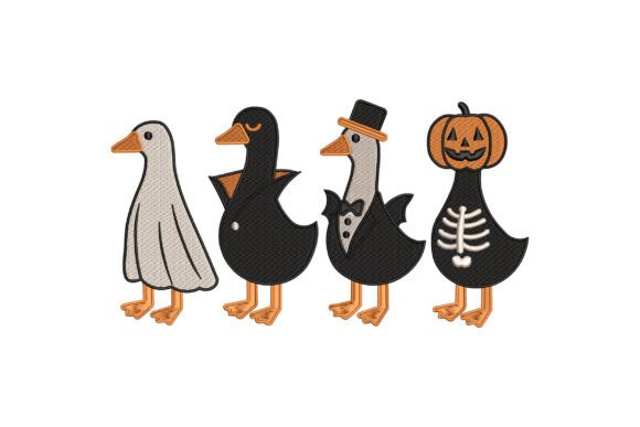 Funny Goose Halloween Embroidery