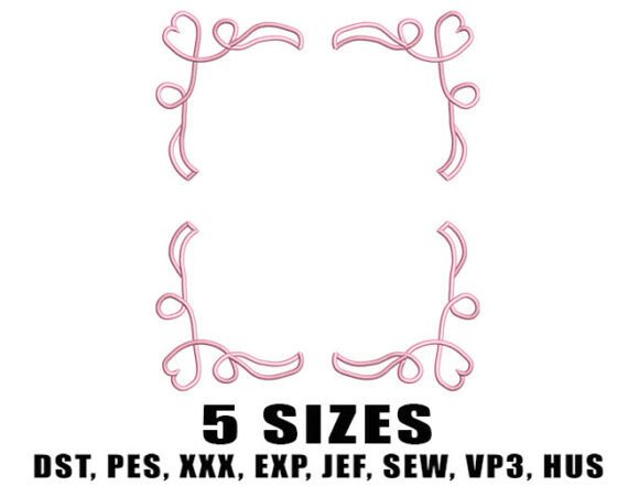 Heart Corner Frame Embroidery Design