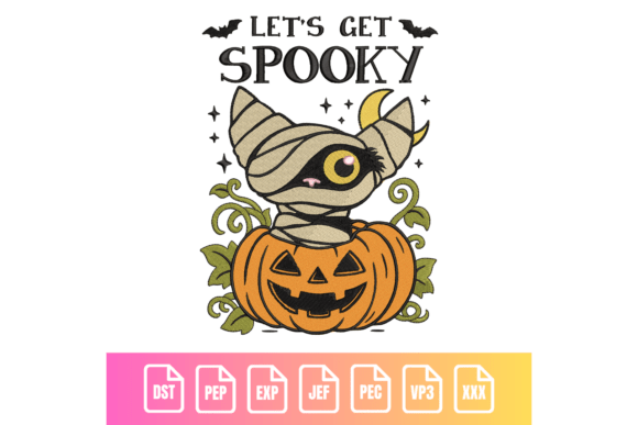Let’s Get Spooky Cat Embroidery Design