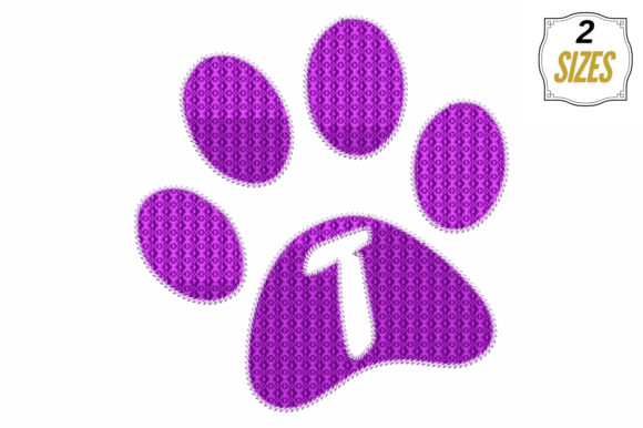 Letter T, Dog Paw Embroidery