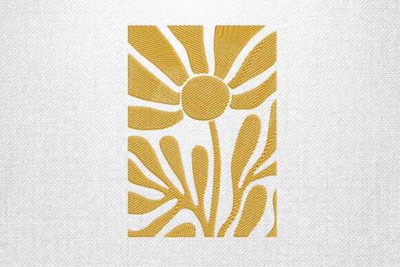 Minimal Yellow Daisy Embroidery Art