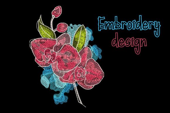 Orchid Embroidery Design Floral Machine