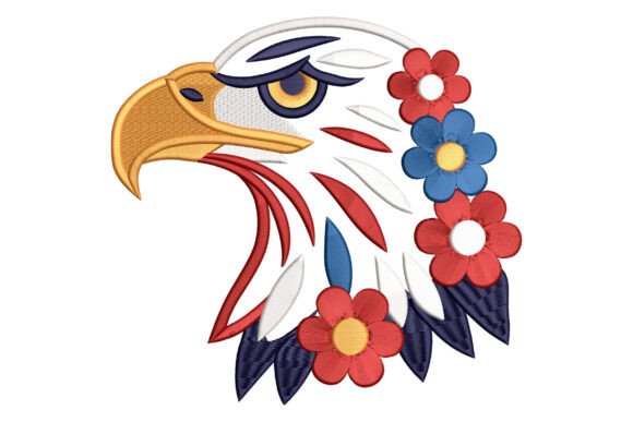 Patriotic Eagle Floral Embroidery