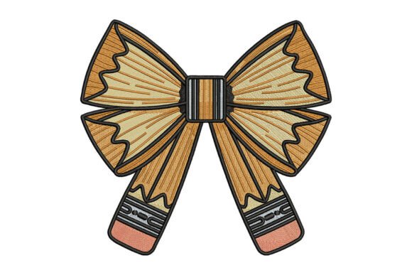 Pencil Bow Embroidery Design