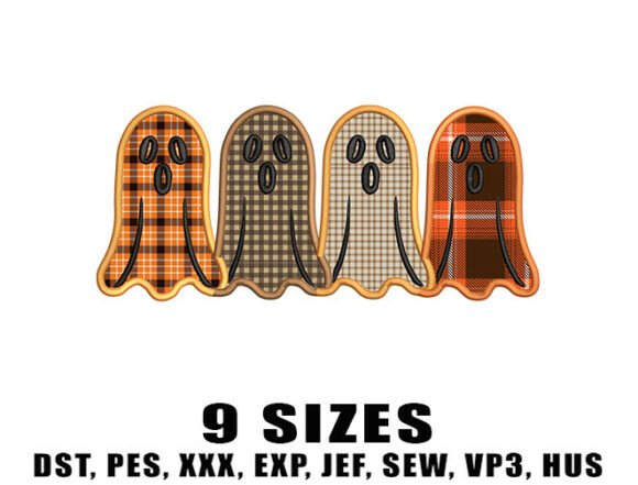 Plaid Ghosts Embroidery Design