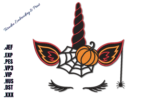 Pumpkin Hexicorn Machine Embroidery
