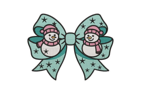 Snowman Bow Embroidery Design