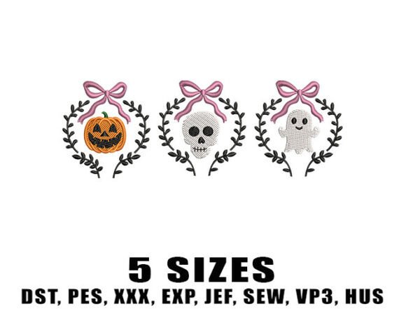 Spooky Girl Wreath Embroidery Design