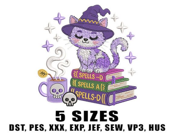 Witchy Book Stack Embroidery Designs